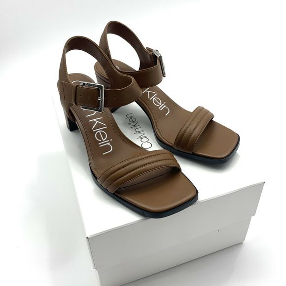Calvin Klein Tan Darla Leather Block Heel Size 8.5 - Picture 10 of 11